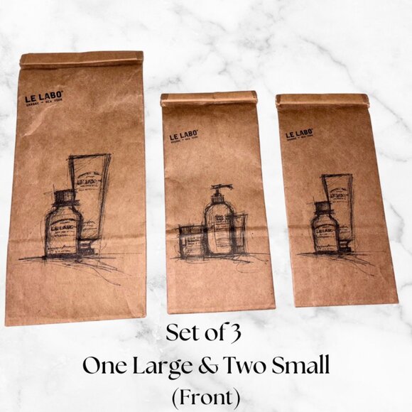 Le Labo Grasse New York Brown Paper Bags Set (Tin Tie Closure, 1 Large + 2 Small - Picture 2 of 7